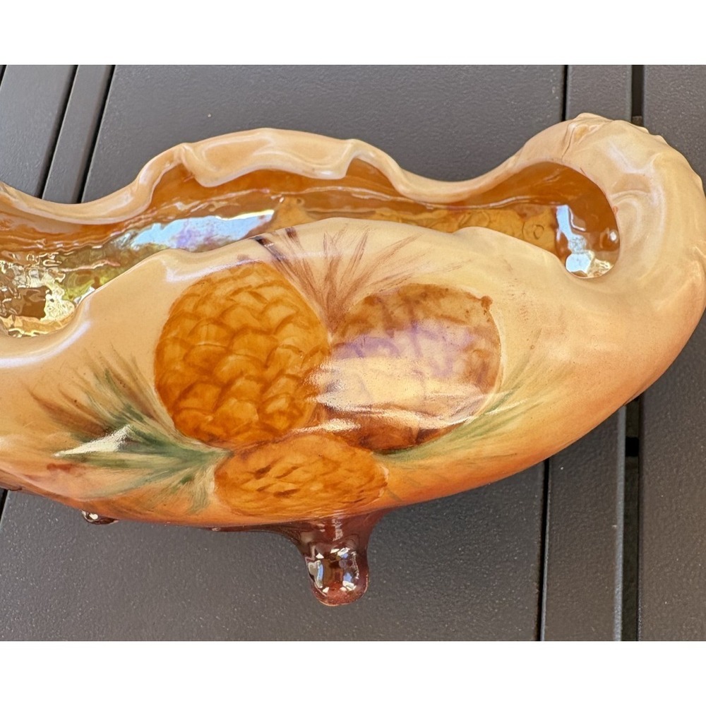 Vintage Ceramic Hand-Painted Bowl European Acorn Decorative Dish 4 Legs - Picture 10 of 12